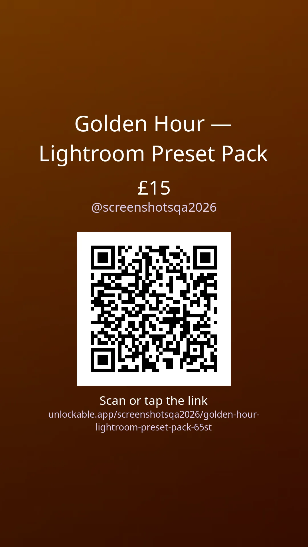 A story image made by Unlockable: the blurred preview with the title, the price and a QR code